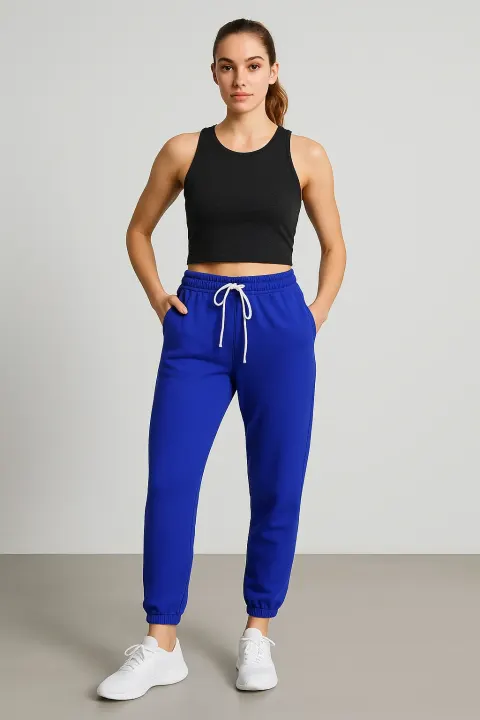Pantaloni de trening damă albaștri simpli