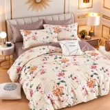 Set Lenjerie de Pat Dublu din Microfibră Premium, 6 Piese, Cearșaf 245x250 cm