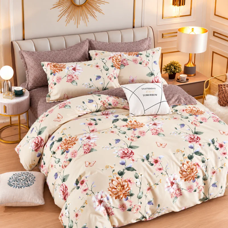 Set Lenjerie de Pat Dublu din Microfibră Premium, 6 Piese, Cearșaf 245x250 cm