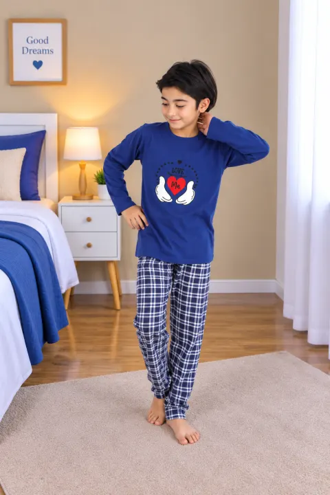 Pijama băieți „Love Me”, albastru