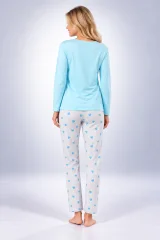 Pijama damă cu mânecă lungă și pantaloni lungi cu imprimeu