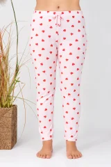 Pantaloni de pijama damă Big Size, roz cu inimioare roșii