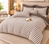 Set Lenjerie de Pat Dublu din Microfibră Premium, 6 Piese, Cearșaf 245x250 cm