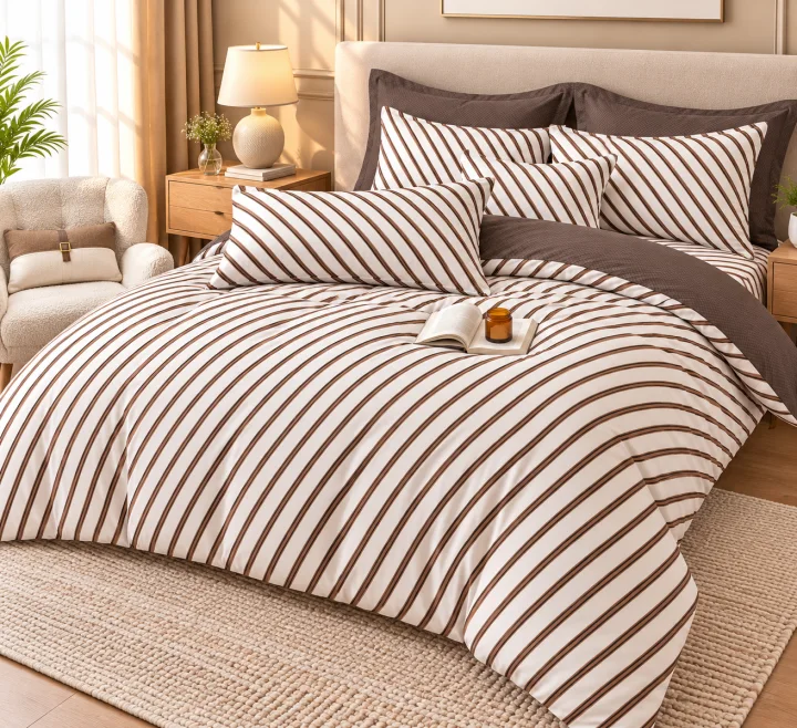Set Lenjerie de Pat Dublu din Microfibră Premium, 6 Piese, Cearșaf 245x250 cm