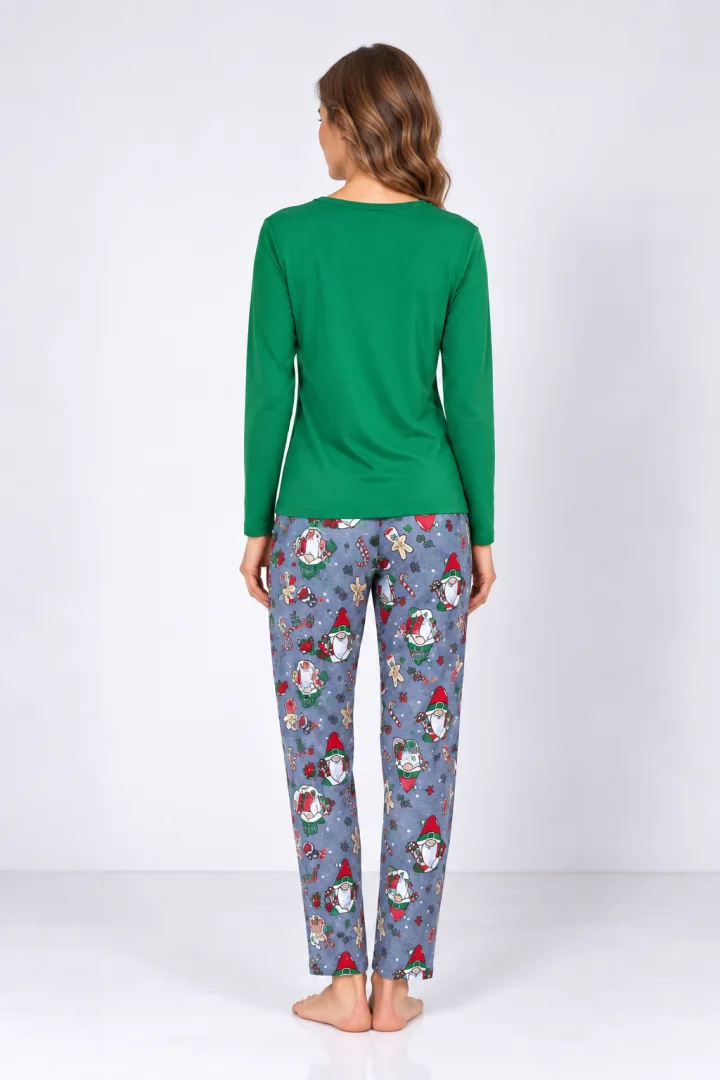 Pijama damă de Crăciun cu mânecă lungă și pantaloni lungi