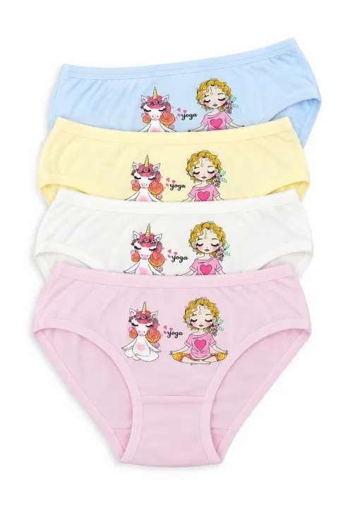 Set 4 Chiloți Fetițe din Bumbac – Culori Diverse