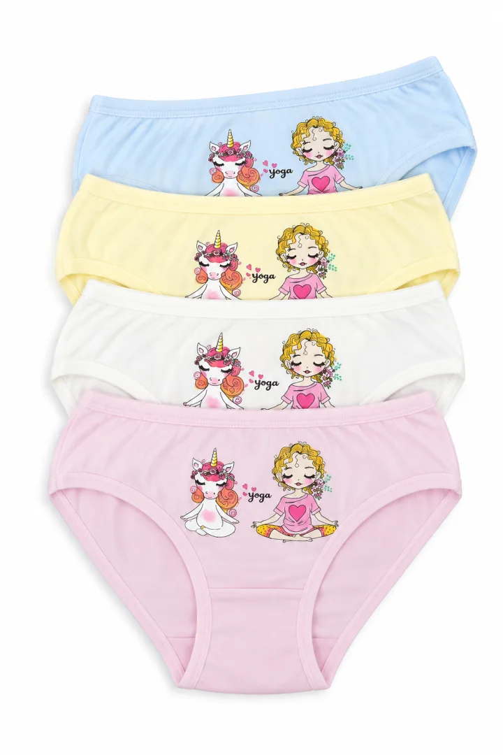 Set 4 Chiloți Fetițe din Bumbac – Culori Diverse