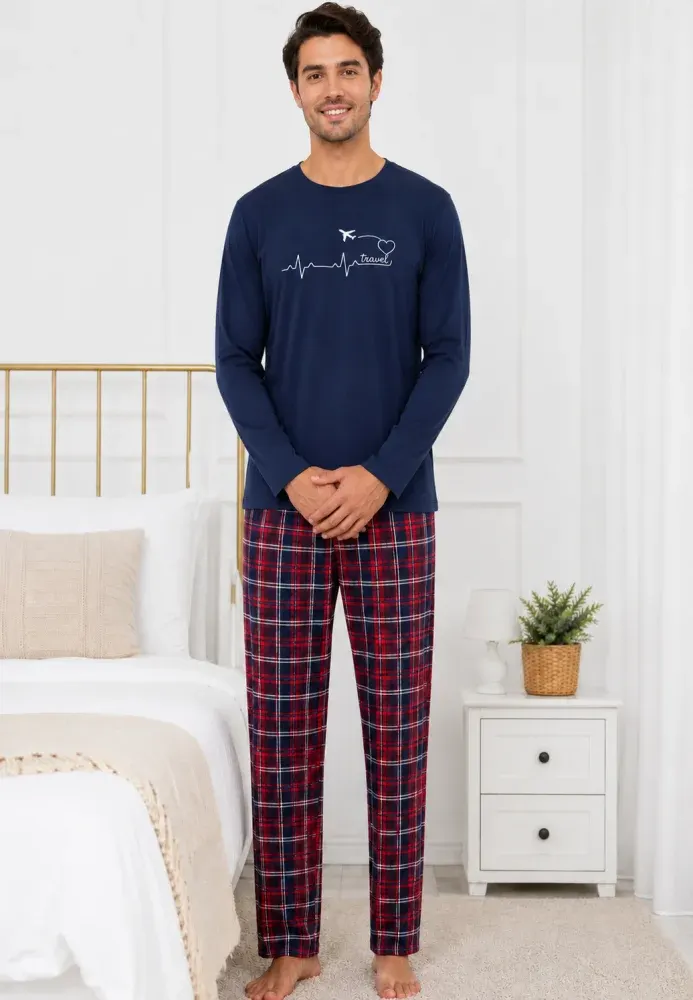 Pijama barbat blumarin cu carouri