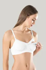 Sutien damă pentru alăptare Miss Fit, cu cupe detașabile și bretele reglabile, alb