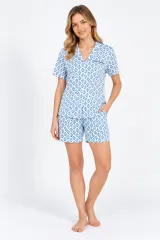 Pijama damă Pierre Cardin albastră din viscoză cu imprimeu floral