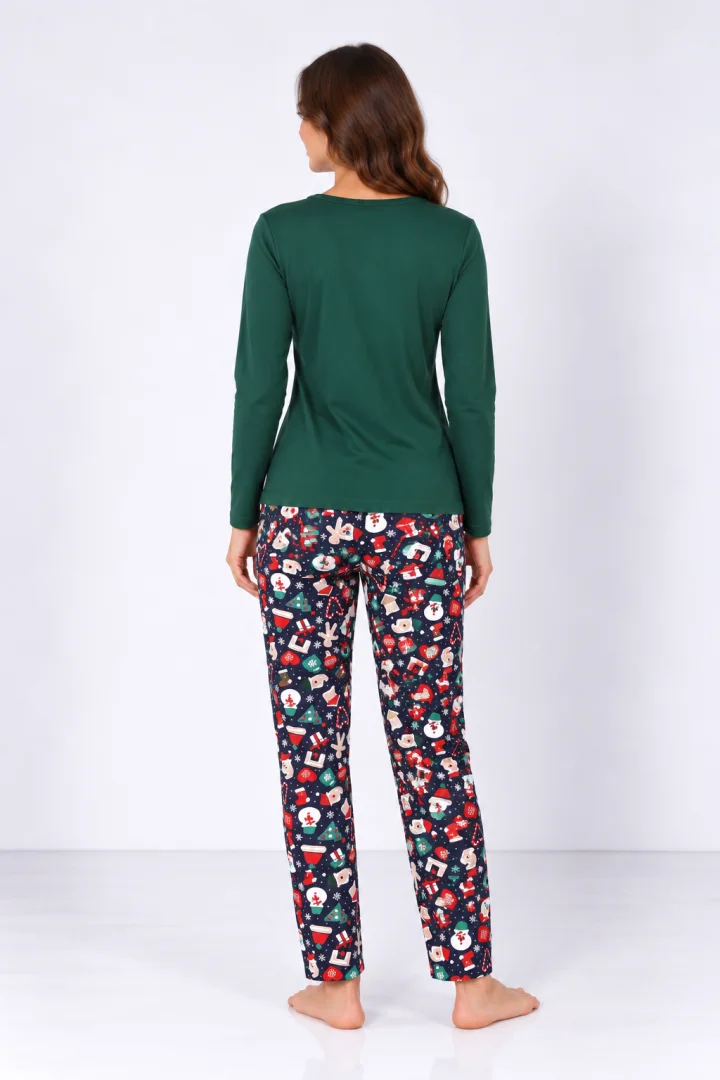 Pijama damă de Crăciun cu mânecă lungă și pantaloni lungi