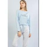 Pijamale damă cu imprimeu All We Need Is Love, blue