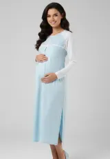 Cămașă de alăptat cu deschidere laterală, culoare blue