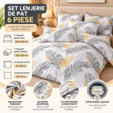 Set Lenjerie de Pat Dublu din Microfibră Premium, 6 Piese, Cearșaf 245x250 cm