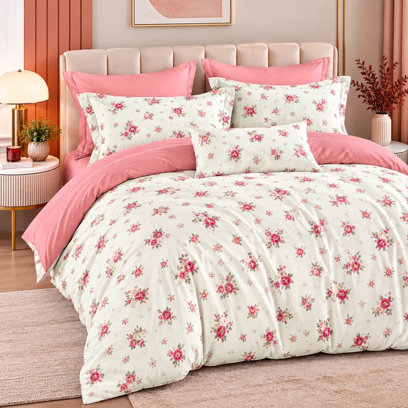 Set Lenjerie de Pat Dublu din Microfibră Premium, 6 Piese, Cearșaf 245x250 cm