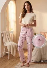 Pantaloni de pijama de dama ROZ cu CIRESE