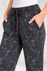 Pantaloni damă din bumbac cu buzunare și șnur reglabil în talie