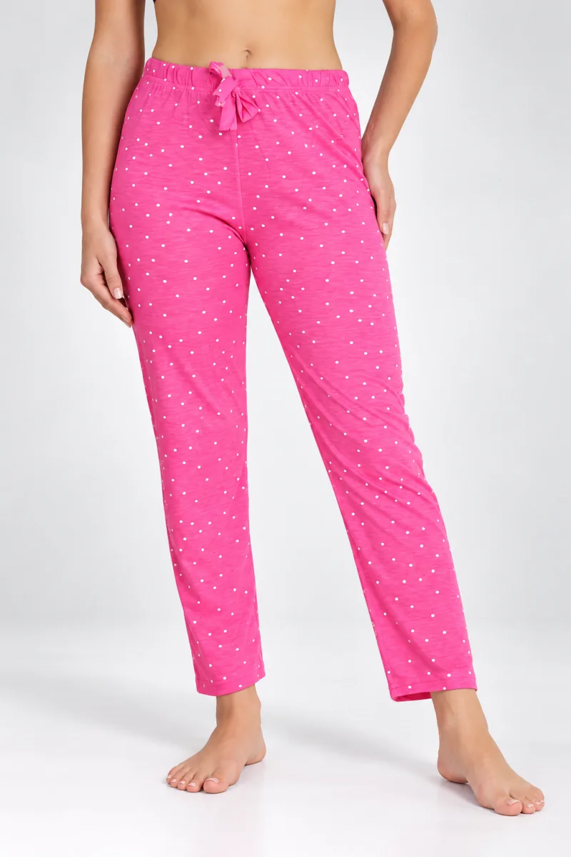 Pantaloni de pijama damă roz cu puncte albe
