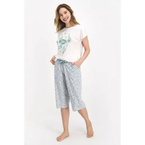 Pijama dama, cu imprimeu Summer Enjoy