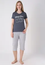 Pijama damă cu model de Paște, gri
