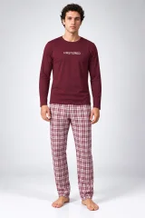 Pijama bărbați cu mânecă lungă și pantaloni lungi cu imprimeu