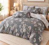 Set Lenjerie de Pat Dublu din Microfibră Premium, 6 Piese, Cearșaf 245x250 cm