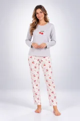 Pijama damă cu mânecă lungă și pantaloni lungi cu imprimeu