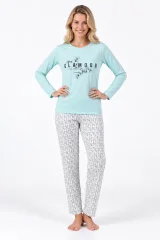 Pijama damă cu mânecă lungă și pantaloni lungi cu imprimeu