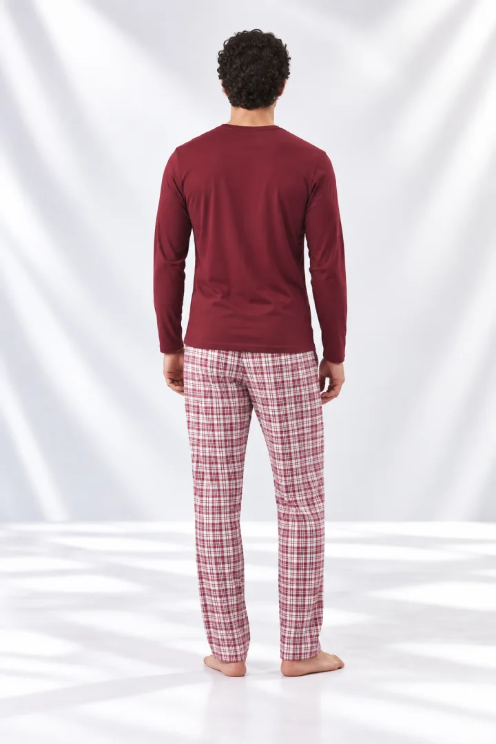 Pijama bărbați cu mânecă lungă și pantaloni lungi cu imprimeu