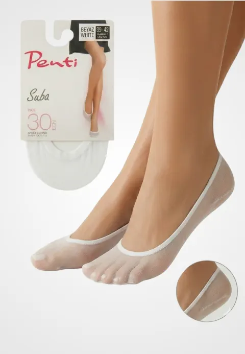Tălpici Penti Nylon Suba 30 DEN, subțiri și fini, alb
