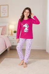 Pijama fetițe cu elefant, roz închis