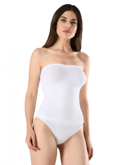 Maiou dama modelator in talie fara bretele, alb