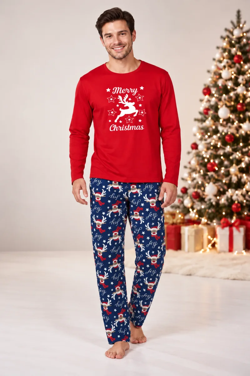 Pijama Bărbați de Crăciun, Bluză cu Mânecă Lungă și Pantaloni Lungi