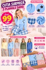 Cutia Surpriză – 3 Pijamale Damă cu Mânecă Lungă și Pantaloni Lungi – 99 Lei