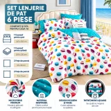 Set Lenjerie de Pat Dublu din Microfibră Premium, 6 Piese, Cearșaf 245x250 cm