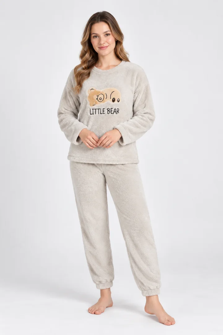 Pijama pufoasă din cocolino pentru damă – model Little Bear