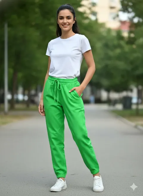 Pantaloni din denim damă verzi