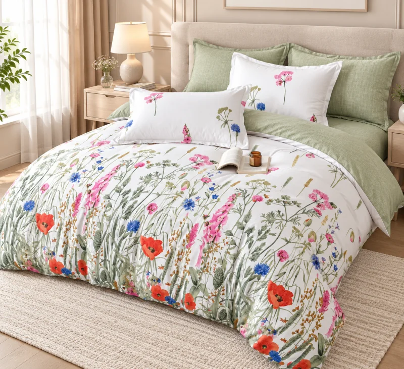 Set Lenjerie de Pat Dublu din Microfibră Premium, 6 Piese, Cearșaf 245x250 cm