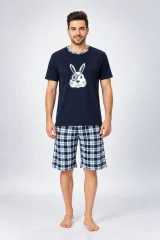 Pijama bărbat pantaloni 3/4, imprimeu iepure pirat, bleumarin