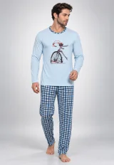 Pijama Bărbat , Imprimeu Bicicletă, Blue
