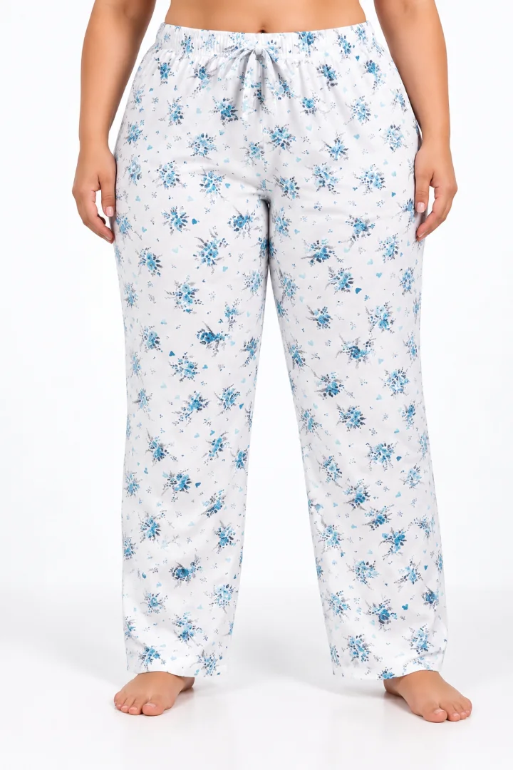 Pantaloni de pijama damă mărimi mari, Big Size 2XL–5XL, cu șnur reglabil