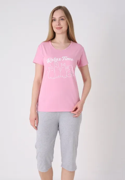 Pijama damă cu model de Paște, roz