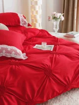 Set Lenjerie de Pat Premium din Microfibră Soft-Touch cu Inimioare Brodate, 6 Piese
