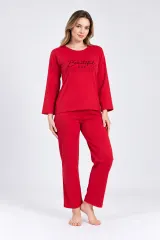 Pijama damă cu mânecă lungă și pantaloni  asortați, imprimeu ,,Beautiful Day"