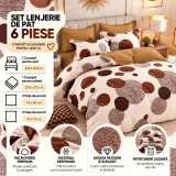 Set Lenjerie de Pat Dublu din Microfibră Premium, 6 Piese, Cearșaf 245x250 cm