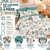 Set Lenjerie de Pat Dublu din Microfibră Premium, 6 Piese, Cearșaf 245x250 cm
