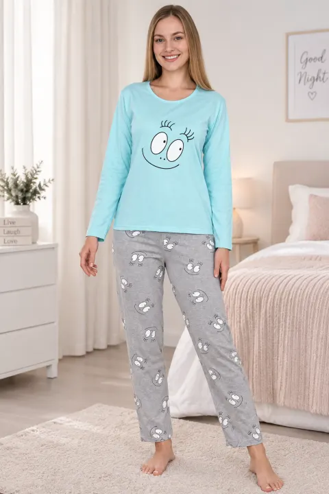 Pijama damă , imprimeu ,,Happy Face'', culoare