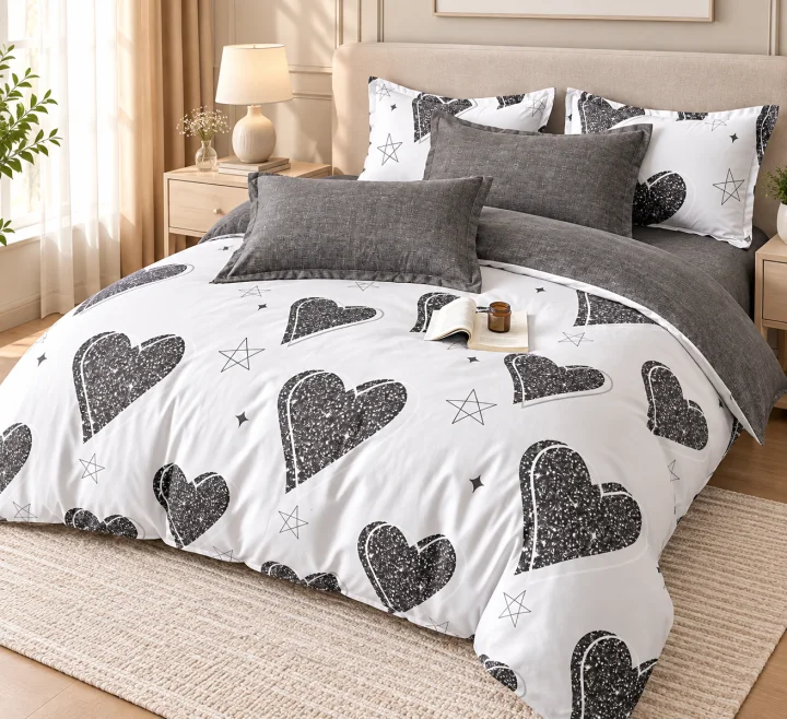 Set Lenjerie de Pat Dublu din Microfibră Premium, 6 Piese, Cearșaf 245x250 cm