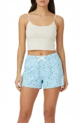 Short damă pijama blue, imprimeu buline