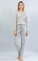 Pijamale damă cu  imprimeu Little Bunny, gri/roz